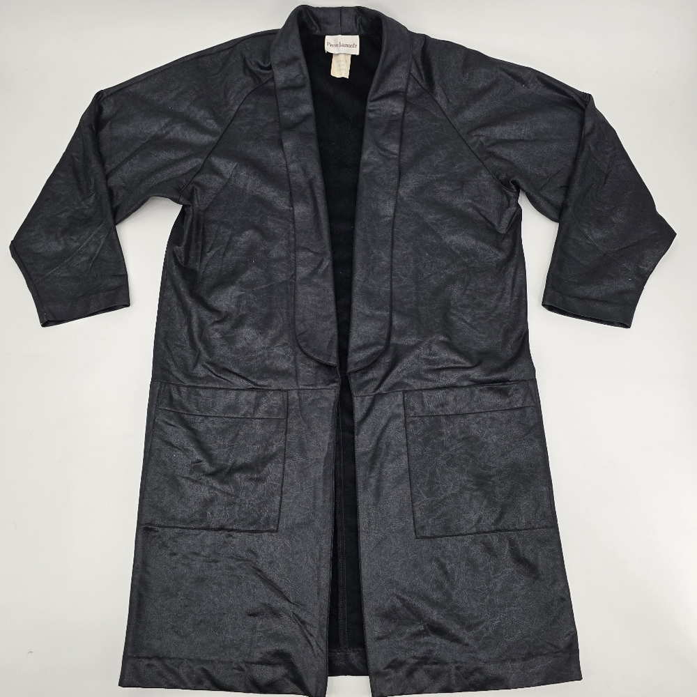 Vintage Pierre Lamonte Black Longline Coat Blazer with Pockets Size 6
